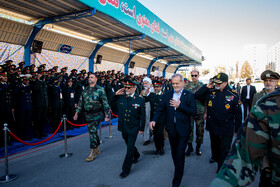 مسعود پزشکیان، رئیس جمهور و احمدرضا رادان، فرمانده فراجا در مراسم دانش آموختگی دانشگاه علوم انتظامی