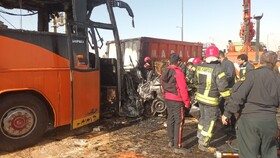 شمار مصدومان تصادف زنجیره‌ای کمربندی یزد به ۱۴ تن رسید/پایان عملیات رهاسازی