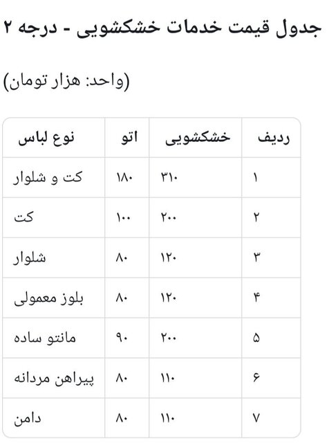 نرخ خشکشویی چند؟/ مراجعه مردم کاهش یافته است