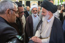 آیت الله حسینی بوشهری رییس جامعه مدرسین حوزه علمیه قم در مراسم ختم دکتر محمد قمی در حسینیه شهدا قم