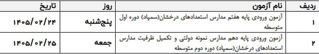 آغاز ثبتنام آزمونهای ورودی سمپاد و نمونه دولتی ۱۴۰۵ از ۱۳ اسفند