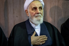 علی‌اکبر ناطق‌نوری در مراسم تشییع و خاکسپاری آیت‌الله امام‌جمارانی