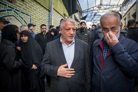  محسن هاشمی رفسنجانی در مراسم تشییع و خاکسپاری آیت‌الله امام‌جمارانی