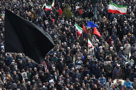 مراسم تشییع پیکر شهدای تجاوز آمریکاو اسرائیل در همدان