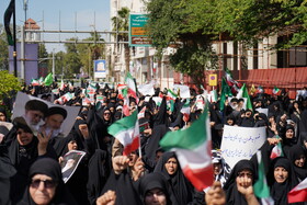 راهپیمایی مردم بوشهر در انزجار از جنایات آمریکا و رژیم صهیونیستی