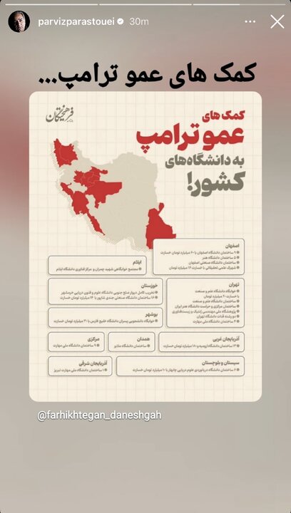 واکنش های ادامه دار پرویز پرستویی به جنگ