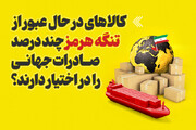 اینفوگرافیک/ کالاهای در حال عبور از تنگه هرمز چند درصد صادرات جهانی را در اختیار دارند؟