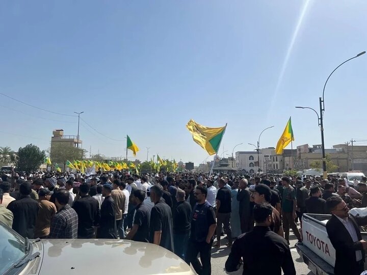 راهپیمایی گسترده در کربلا با حضور دبیرکل کتائب حزب‌الله عراق