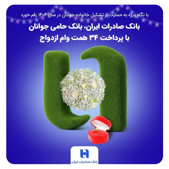بانک صادرات ایران، حامی جوانان با پرداخت 34 همت وام ازدواج