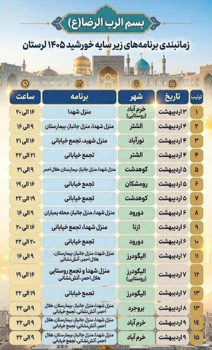 ۱۰ شهر لرستان میزبان برنامههای «زیر سایه خورشید» میشوند
