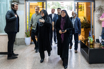 فرزانه صادق مالواجرد، وزیر راه و شهرسازی و فاطمه مهاجرانی، سخنگوی دولت در شصتمین نشست هم‌اندیشی ارکان شورای اطلاع‌رسانی دولت