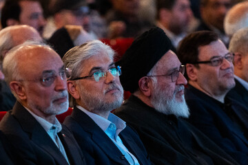 حسین سیمایی صراف، وزیر علوم در آیین بزرگداشت و چهلم شهید علی لاریجانی