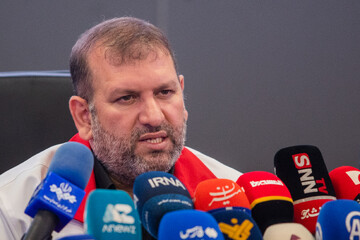 سخنرانی میثم افشار، دبیر کل هلال احمر در نشست خبری رئيس جمعیت هلال احمر