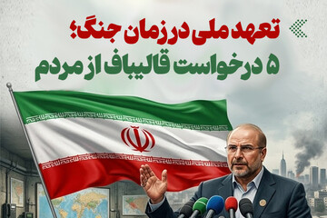 اینفوگرافیک/ تعهد ملی در زمان جنگ؛ ۵ درخواست قالیباف از مردم