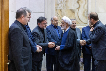 مجید انصاری در مراسم گرامیداشت شهید علی لاریجانی و فرزندش
