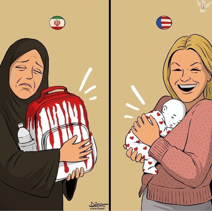 کاریکاتور جنجالی کمال شرف در واکنش به تولد فرزند سخنگوی کاخ سفید