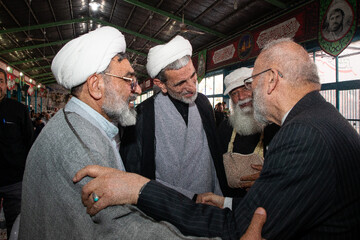 منوچهر متکی، وزیر اسبق امور خارجه و حجت‌الاسلام اسدالله جعفری، رئیس کل دادگستری استان اصفهان  مراسم گرامیداشت شهید علی لاریجانی - اصفهان