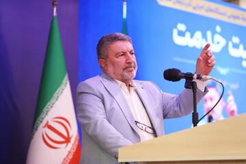 سخنرانی ، الیاس حضرتی رئیس شورای اطلاع رسانی دولت در  گردهمایی مدیران روابط عمومی دستگاه‌های اجرایی - آذربایجان شرقی