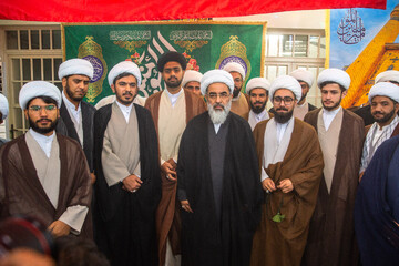 مراسم عمامه گذاری طلاب در روز عید سعید غدیر خم توسط آیت الله محمد جواد فاضل لنکرانی - قم