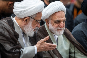  غلامحسین محسنی اژه‌ای، رئیس قوه قضائیه و محمدجعفر منتظری رئیس دیوان عالی کشور در مراسم سی و هفتمین سالگرد ارتحال امام خمینی(ره)