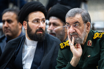 سردار محسن رضایی و سید علی خمینی در مراسم سی و هفتمین سالگرد ارتحال امام خمینی(ره)