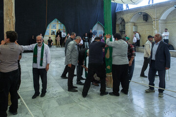 برپایی خیمه محرم در صحن امامزاده موسی مبرقع(ع) - قم