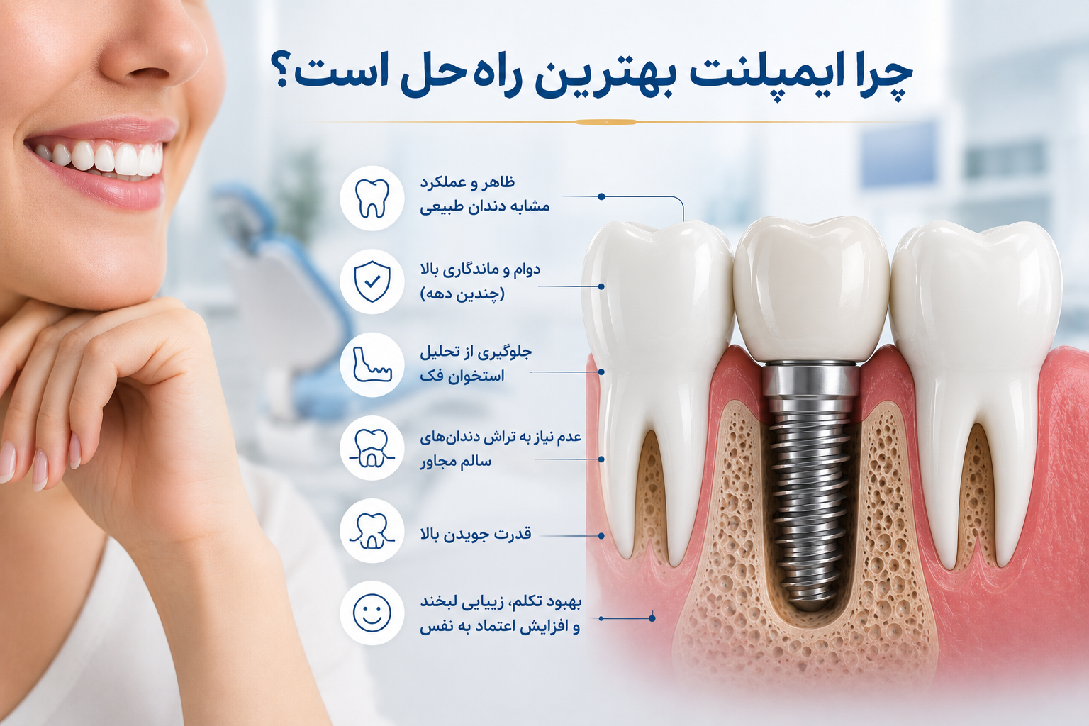 عوارض خالی ماندن جای دندان /چرا ایمپلنت مهم است