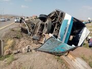 مصدومیت ۱۱ نفر بر اثر واژگونی اتوبوس در محور زاهدان-نهبندان