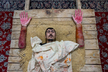 مراسم تعزیه خوانی دوازدهم محرم در حسینیه کرمانی های مشهد