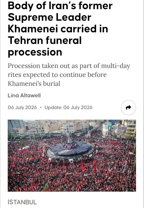 خروش وداع عظیم تهران با رهبر شهید انقلاب اسلامی در رسانههای جهان
