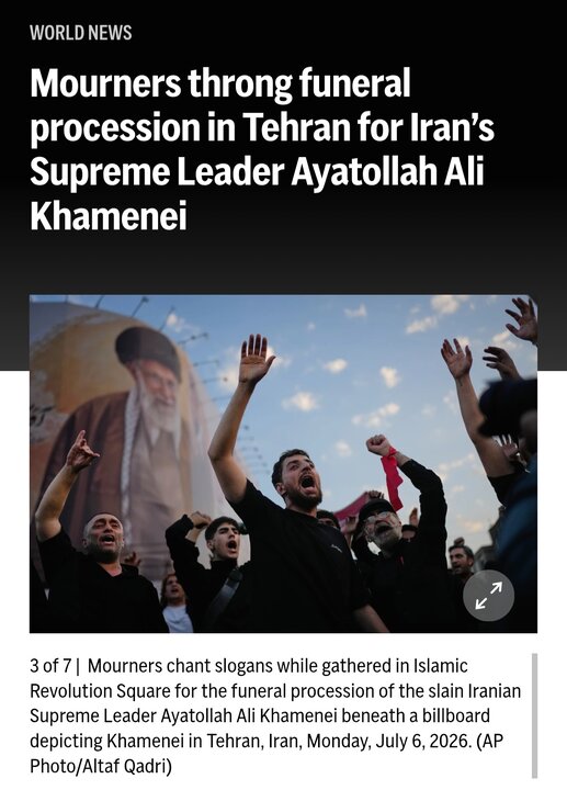 خروش وداع عظیم تهران با رهبر شهید انقلاب اسلامی در رسانههای جهان
