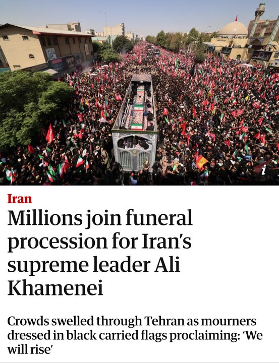 خروش وداع عظیم تهران با رهبر شهید انقلاب اسلامی در رسانههای جهان