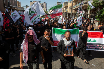 تشییع و وداع با پیکر مطهر رهبر شهید انقلاب در کربلا