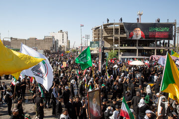 تشییع و وداع با پیکر مطهر رهبر شهید انقلاب در کربلا