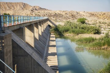 ورودی کانال آبی سد خائیز شهرستان تنگستان 