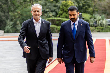 استقبال رسمی مسعود پزشکیان، رئیس‌جمهور از علی فالح الزیدی، نخست‌وزیر عراق