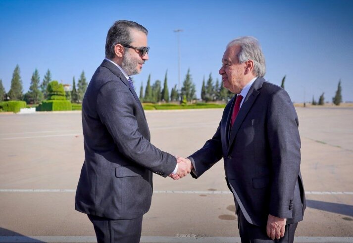 گوترش، اولین دبیرکل سازمان ملل پس از جنگ، وارد دمشق شد