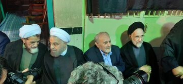خاتمی و روحانی در مراسم بزرگداشت والده همسر سید حسن خمینی