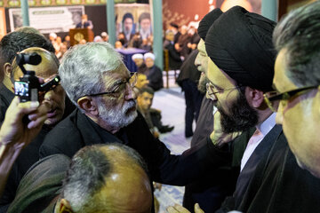 سیدعلی خمینی و غلامعلی حدادعادل در مراسم بزرگداشت نساءالسادات آل یاسین
