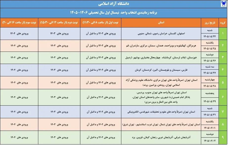آغاز انتخاب واحد دانشگاه آزاد از امروز