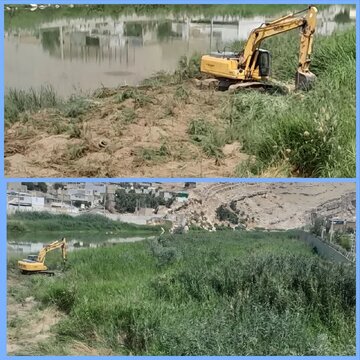 آغاز عملیات لایروبی رودخانه کشکان در محدوده پلدختر 