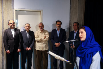 مهدی شفیعی، احمد مسجد جامعی و مجید تخت روانچی در مراسم گشایش نمایشگاه «این صورت باقی» در موزه هنرهای معاصر تهران