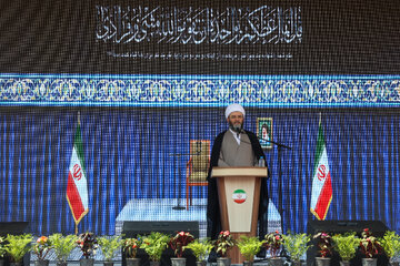 سخنرانی محمد قمی، رییس سازمان تبلیغات اسلامی در اجتماع «مسجدی‌ها» در میدان فلسطین