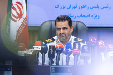 نشست خبری سردار ابوالفضل موسوی‌پور، رئیس پلیس راهور تهران بزرگ