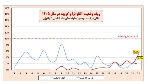 وضعیت آنفلوآنزا در هفته بیستودوم سال/ دو استان بالاتر از آستانه هشدار