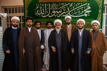 مراسم عمامه گذاری طلاب در روز میلاد پیامبر گرامی اسلام(ص) و امام جعفر صادق(ع) توسط آیت الله فاضل لنکرانی - قم