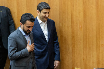  ستار هاشمی و مصطفی جبار سند وزیران ارتباطات و فناوری اطلاعات ایران و عراق در مراسم افتتاح بیست‌ونهمین نمایشگاه بین‌المللی الکامپ 