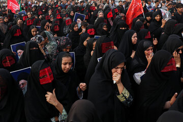 مراسم تشییع پیکر شهدای حمله جنایتکارانه آمریکا به یک مراسم عروسی در شهرستان سیریک - کوهستک