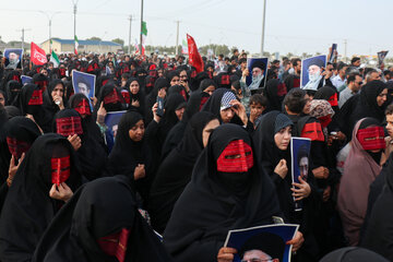 مراسم تشییع پیکر شهدای حمله جنایتکارانه آمریکا به یک مراسم عروسی در شهرستان سیریک - کوهستک