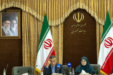 محمدجعفر قائم پناه، معاون اجرایی رییس جمهور و شینا انصاری، رییس سازمان حفاظت محیط زیست در پانزدهمین جلسه کارگروه ملی کاهش آلودگی هوا